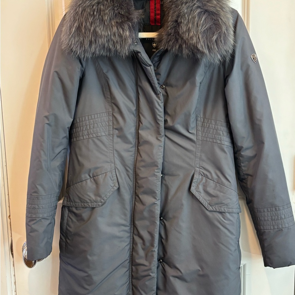 POST CARD Postcard Coat, Detachable Fur collar